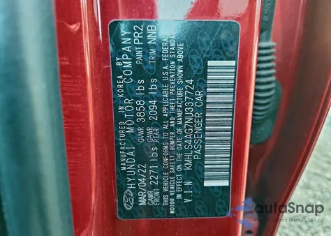 2022 Hyundai Elantra Sel from USA, damaged, VIN KMHLS4AG7NU337724